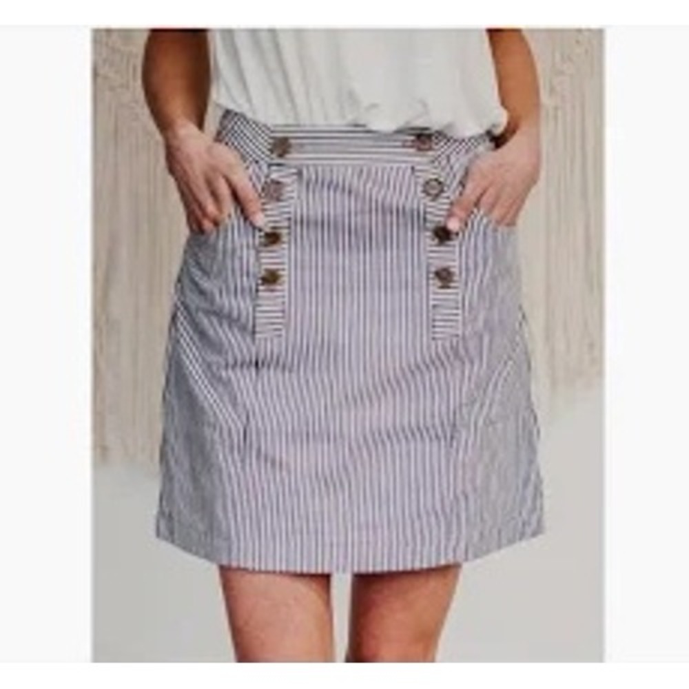 Pilcro and The Letterpress women 0 skirt striped denim‎ double button nautical